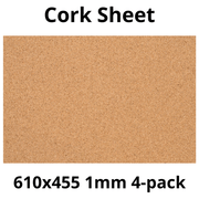 Cork Sheet - 610x455mm - 1mm - Décor and DIY - Pack of 4 - InStock