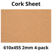 Cork Sheet - 610x455mm - 2mm - Décor and DIY - Pack of 4 - InStock