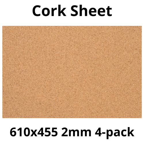 Cork Sheet - 610x455mm - 2mm - Décor and DIY - Pack of 4 - InStock