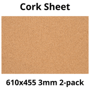 Cork Sheet - 610x455mm - 3mm - Décor and DIY - Pack of 2 - InStock