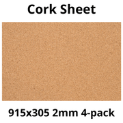 Cork Sheet - 915x305mm - 2mm - Décor and DIY - Pack of 4 - InStock