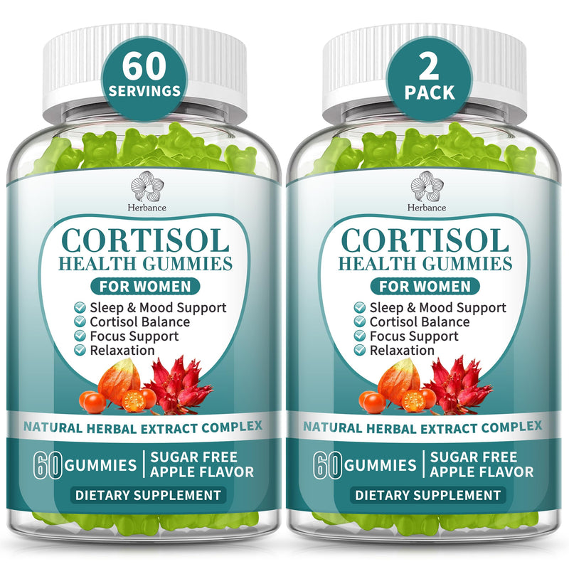 2 Pack Cortisol Gummies for Women – Ashwagandha, Rhodiola, Magnesium | 120 Gummies