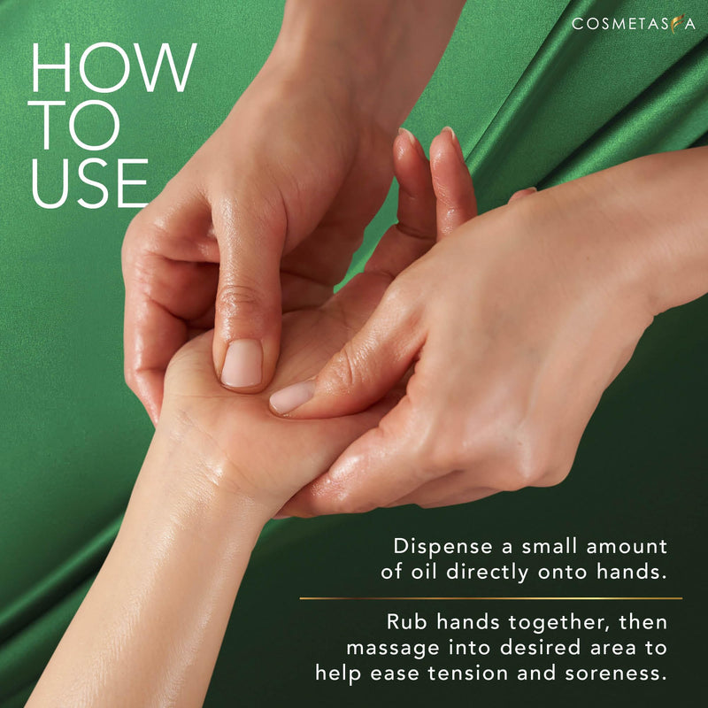Cosmetasa Sore Muscle Massage Oil with Thumb Saver – Deep Tissue, Arnica, Peppermint & Lavender (8.8 fl oz)