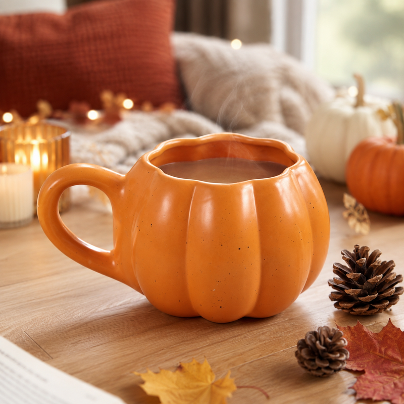Pumpkin Shaped Mug and Socks Set