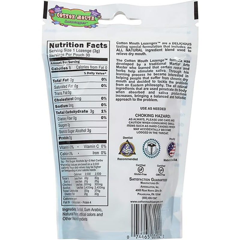 Cotton Mouth Lozenges Fruit Mix – 3.3oz Bag (6 Bags) | Dry Mouth Relief, Sugar Free & Gluten Free