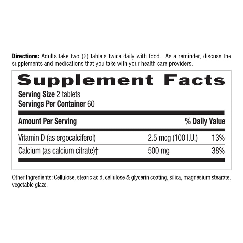 Country Life Calcium Citrate with Vitamin D 500mg – Highly Absorbable, Gluten Free, Vegan, Halal, Non-GMO – 2 x 120 Tablets