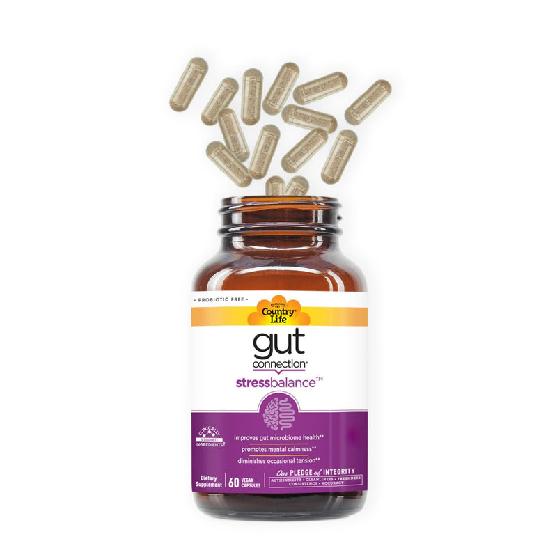 Country Life Gut Connection Stress Balance 60 Vegan Capsules | Gluten Free & Vegan