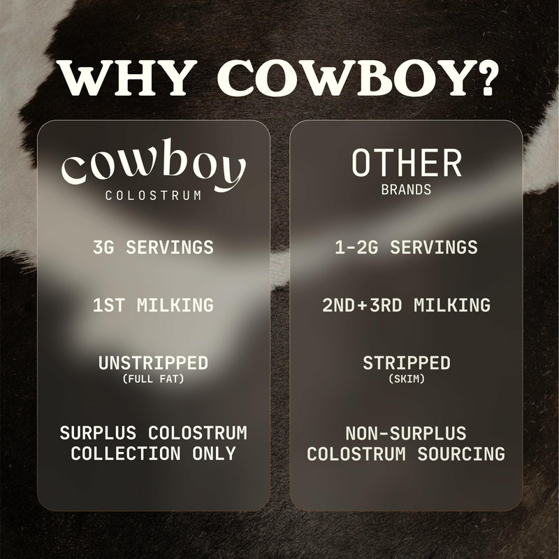 Cowboy Colostrum Powder – Grass-Fed Bovine Colostrum for Gut Health, Immunity, Skin & Hair (Vanilla, 40 Servings)