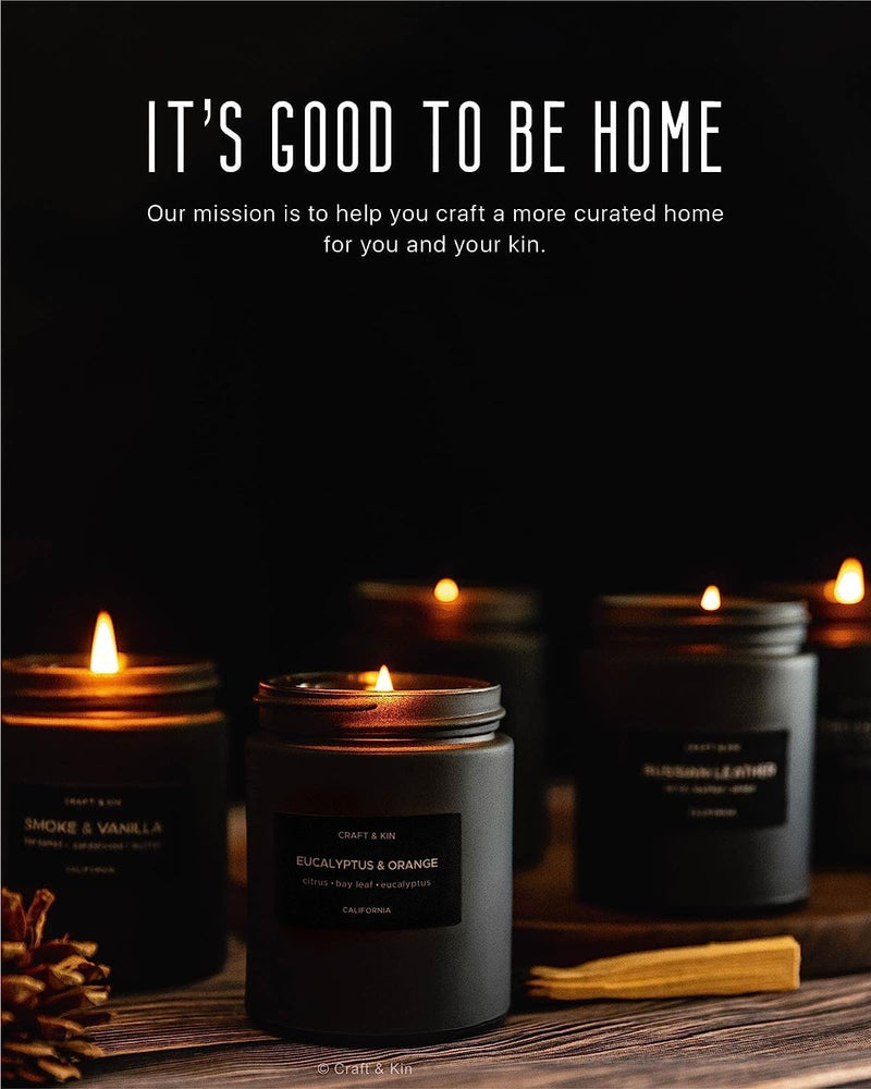 Craft & Kin Orange & Eucalyptus Soy Candle – 7.6oz, 45-Hour Burn Time
