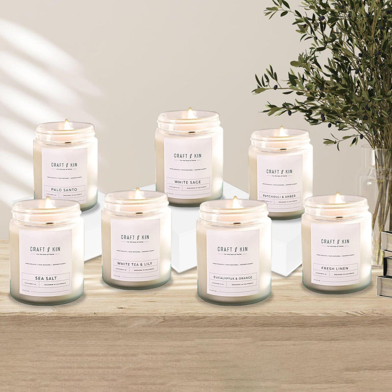Craft & Kin White Sage Christmas Candles - 8 oz Soy Woodwick, 45 Hour Burn