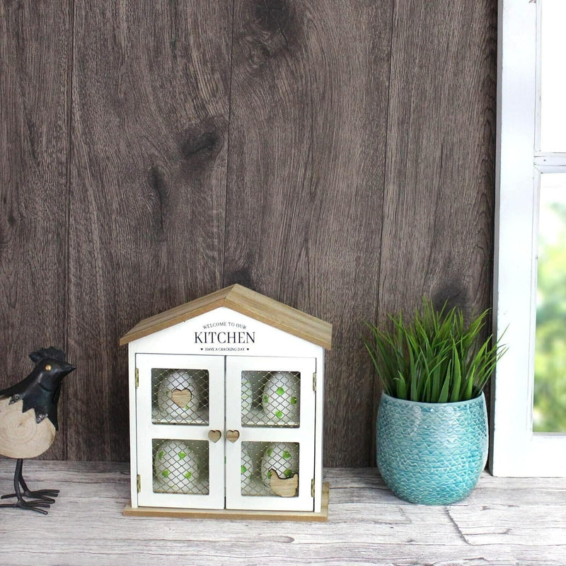 Wooden Egg Holder for 6 Eggs Rustic Kitchen Storage House