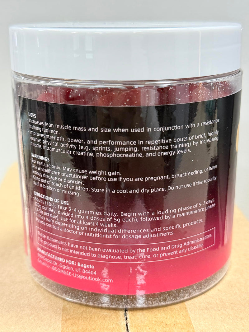 Creatine Monohydrate Gummies - 5g per Serving, Mixed Berry, Orange and Green Apple Flavor, 2-Pack