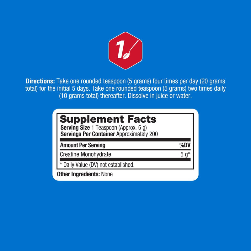 ProLab Nutrition Creatine Monohydrate Micronized Powder 1000g - Pure Creatine for Muscle Strength, Power & Endurance (Unflavored, 5g per serving, 200 servings)