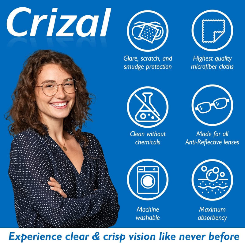 Crizall Microfiber Cleaning Cloth for Glasses, 4 Pack | Best Microfiber Cloths for Crizal Anti-Reflective Lenses
