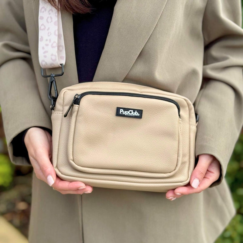 PupClub Dog Crossbody Dog Walking Bag - Vegan Leather Tan