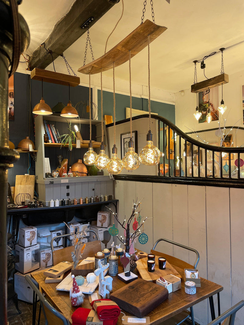 Curvey Oak Stave Chandelier