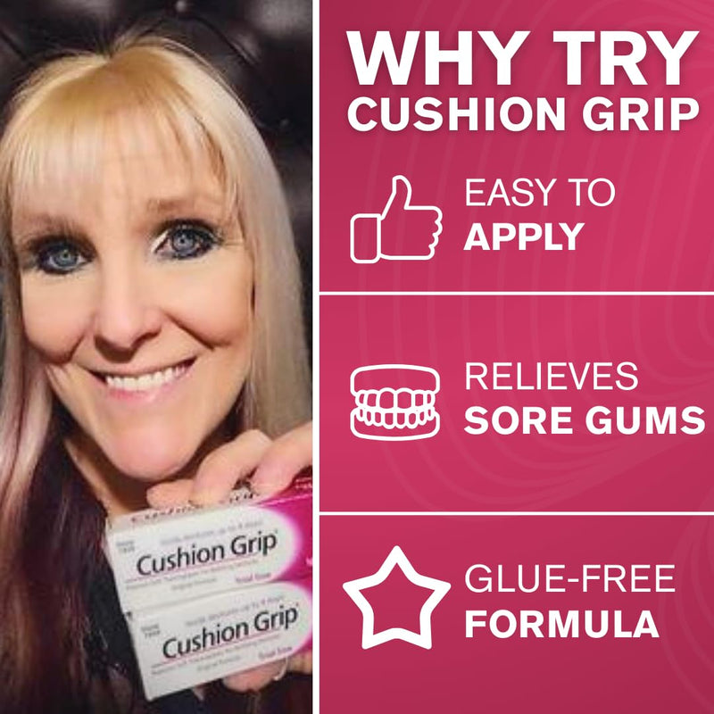 Cushion Grip Thermoplastic Denture Adhesive 0.35 oz Travel Size | Zinc-Free, Waterproof