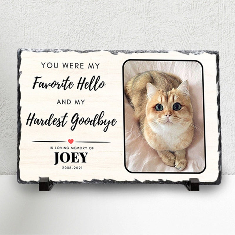 Custom Pet Memorial - Personalised Pet Plaque on Natural Slate | Engraved Rock Tribute