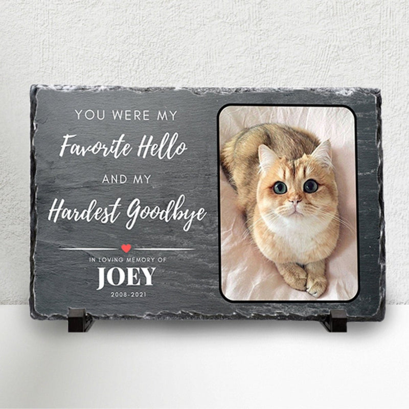 Custom Pet Memorial - Personalised Pet Plaque on Natural Slate | Engraved Rock Tribute
