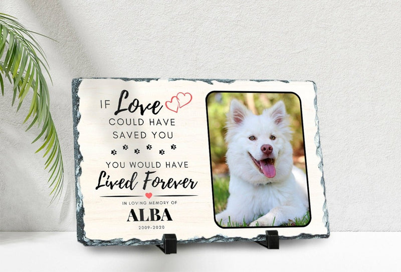 Custom Pet Memorial - Personalised Pet Plaque on Natural Slate | Dog Memorial Photo Frame