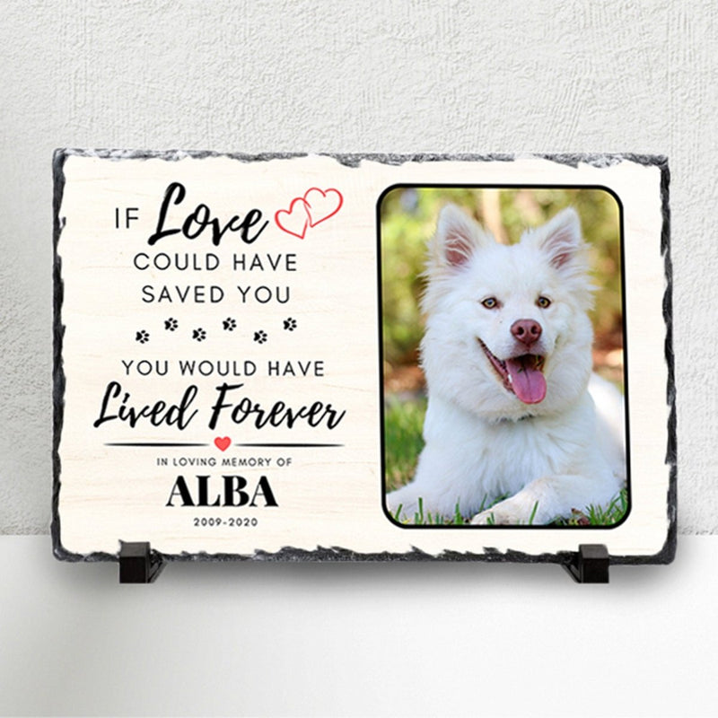 Custom Pet Memorial - Personalised Pet Plaque on Natural Slate | Dog Memorial Photo Frame