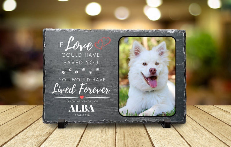 Custom Pet Memorial - Personalised Pet Plaque on Natural Slate | Dog Memorial Photo Frame