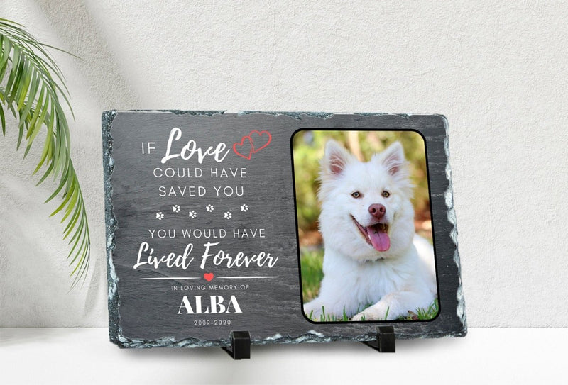 Custom Pet Memorial - Personalised Pet Plaque on Natural Slate | Dog Memorial Photo Frame