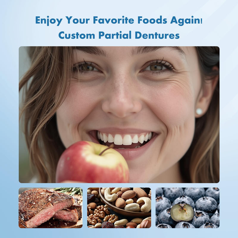 Custom Removable Dentures – Personalized Partial Denture Set for Tooth Replacement | 1–Multi-Tooth Coverage with Storage Case | Comfortable Wear
