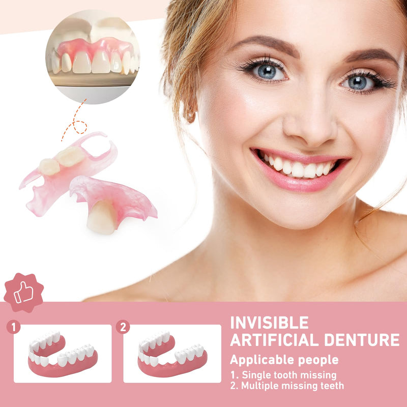 Custom Partial Dentures – Personalized Removable Denture Set for Missing Teeth | 1–6 Tooth Replacement with Storage Case | Natural Look & Comfortable Fit (4 Teeth)