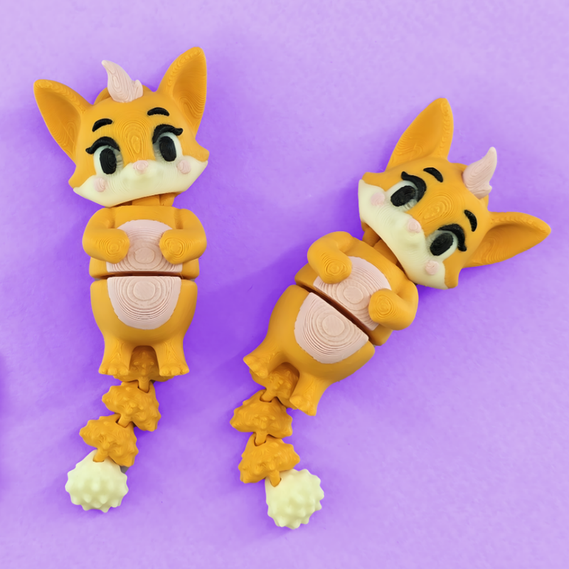 Cute Flexi Hanging Fox – Adorable 3D Printed Flexible Fox Ornament | Handmade Fox Gift for Animal Lovers