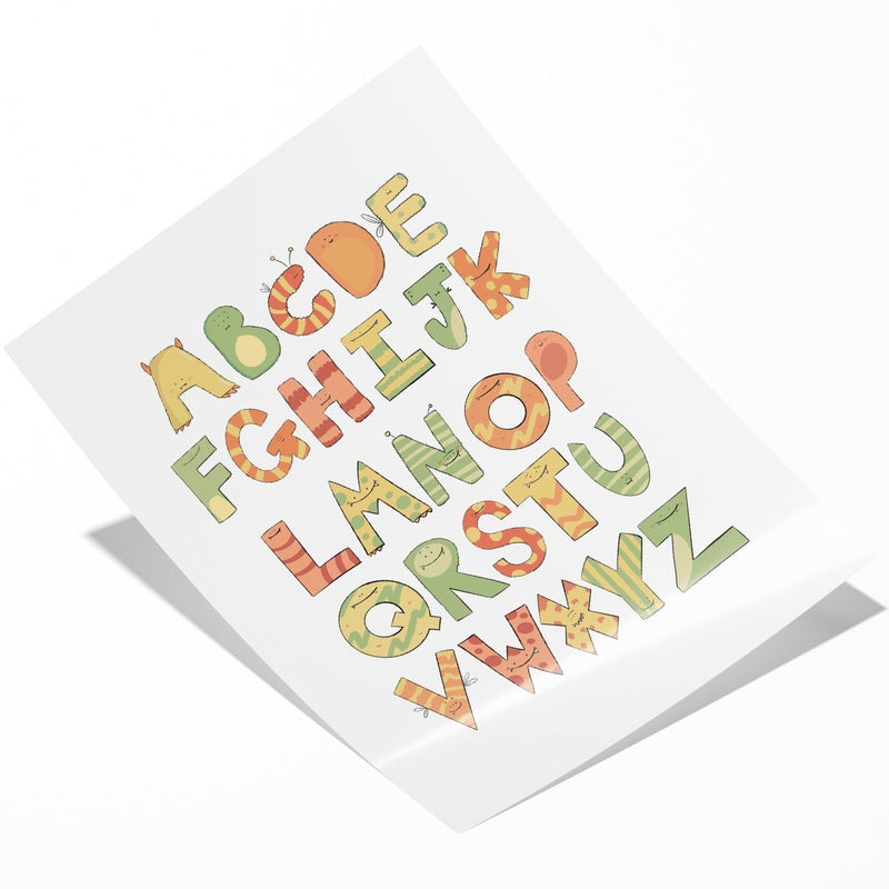 Monster Alphabet Wall Art Print – Cute Educational Kids Decor UK