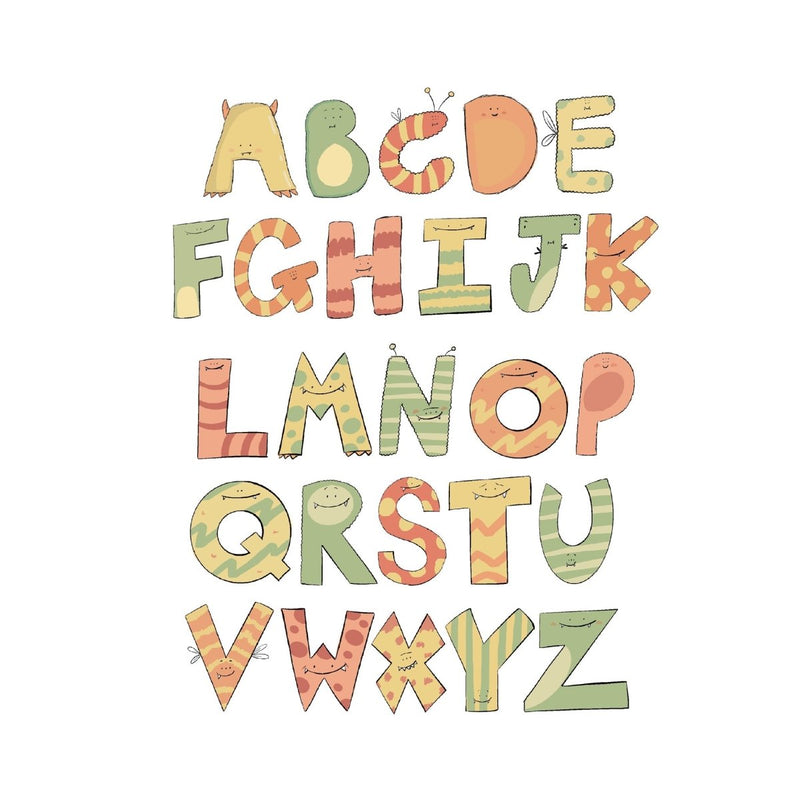 Monster Alphabet Wall Art Print – Cute Educational Kids Decor UK