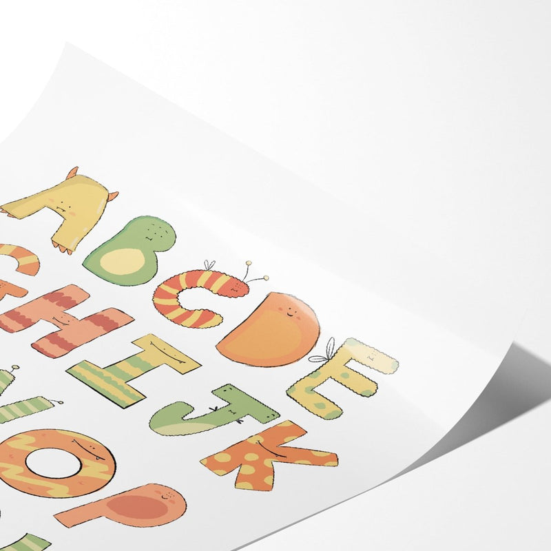 Monster Alphabet Wall Art Print – Cute Educational Kids Decor UK