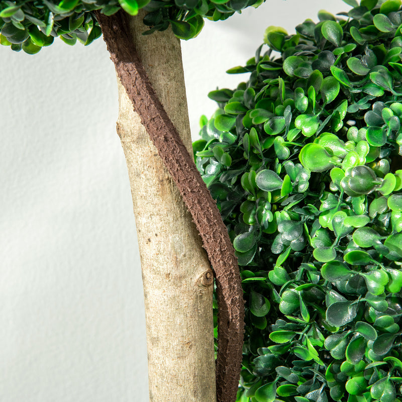 HOMCOM Artificial Plant Boxwood Ball Topiary Tree Indoor Outdoor, 90cm