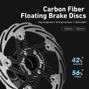 CYCLAMI Bicycle Ultra-Lightweight Carbon Fiber Brake Rotor Center-lock 6-bolt Disc Brake, 160mm, 180mm - InStock