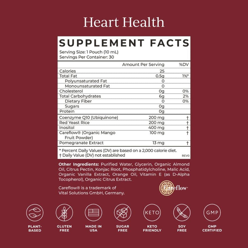 CYMBIOTIKA Heart Health Supplement with CoQ10, Red Yeast Rice & Inositol – Gluten Free, Organic Orange Cream Flavor, 30 Pack