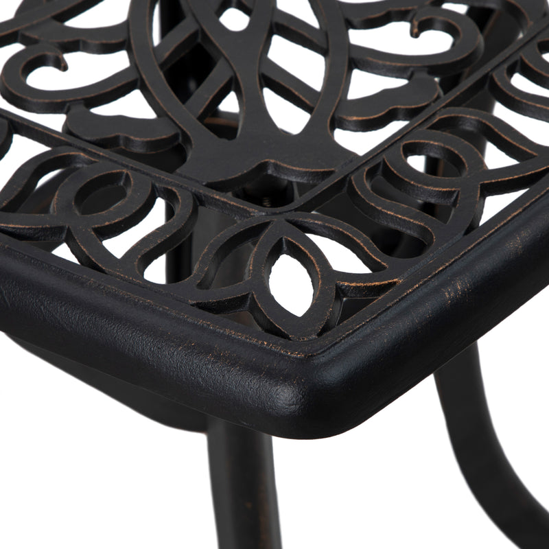 Outsunny Cast Aluminium Bistro Table with Umbrella Hole, Bronze Tone