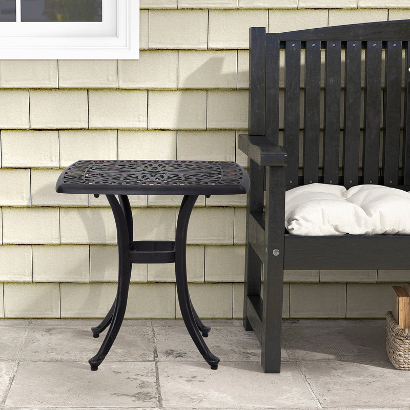 Outsunny Cast Aluminium Bistro Table with Umbrella Hole, Bronze Tone