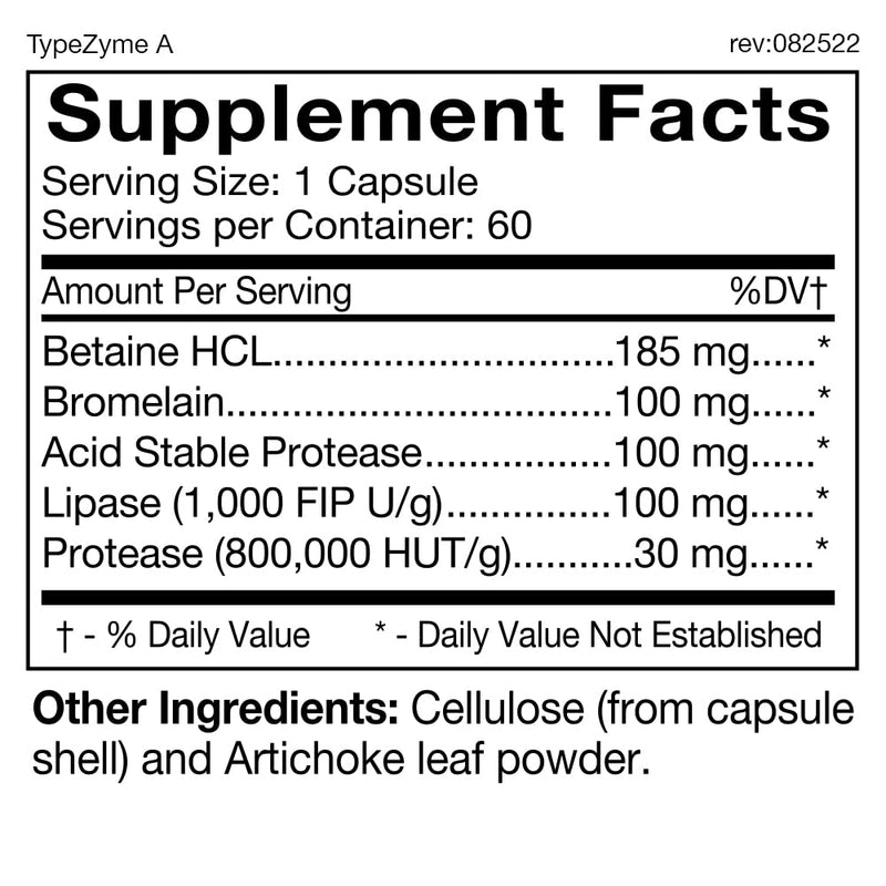 D'Adamo TypeZyme - Digestive Enzyme for Blood Type A | Personalized Nutrition