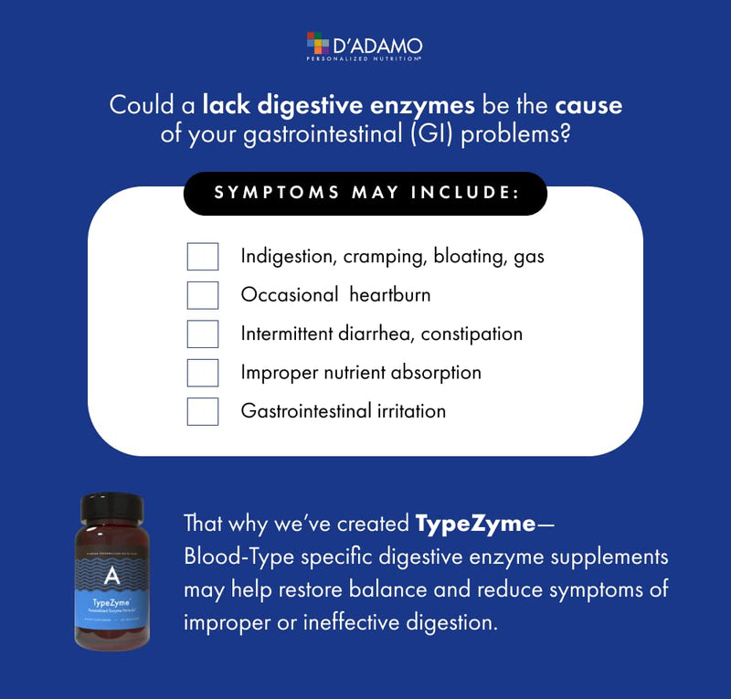 D'Adamo TypeZyme - Digestive Enzyme for Blood Type A | Personalized Nutrition