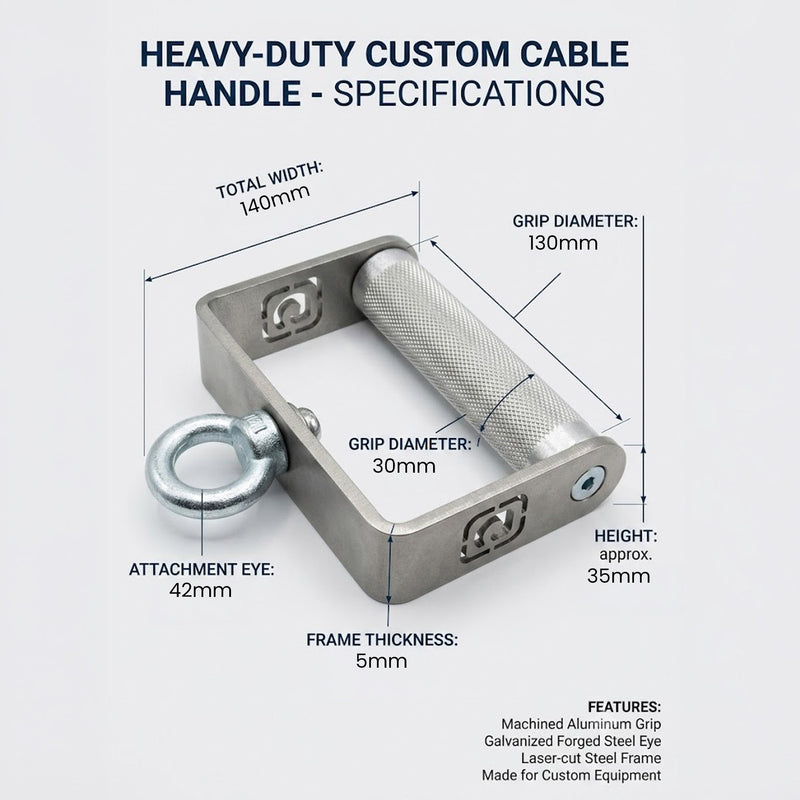 Fixed Roller D Handle by GymPin - STAINLESS STEEL