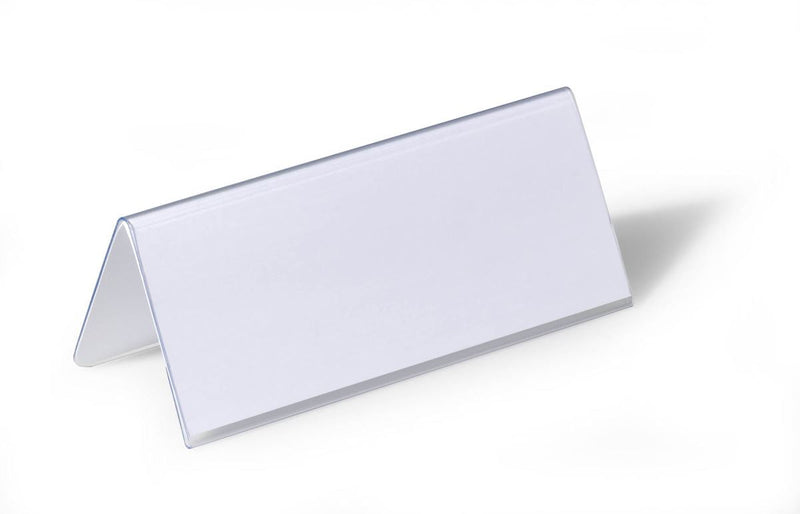 Durable Clear Plastic Table Place Name Holders and Inserts | 25 Pack | 61x150mm