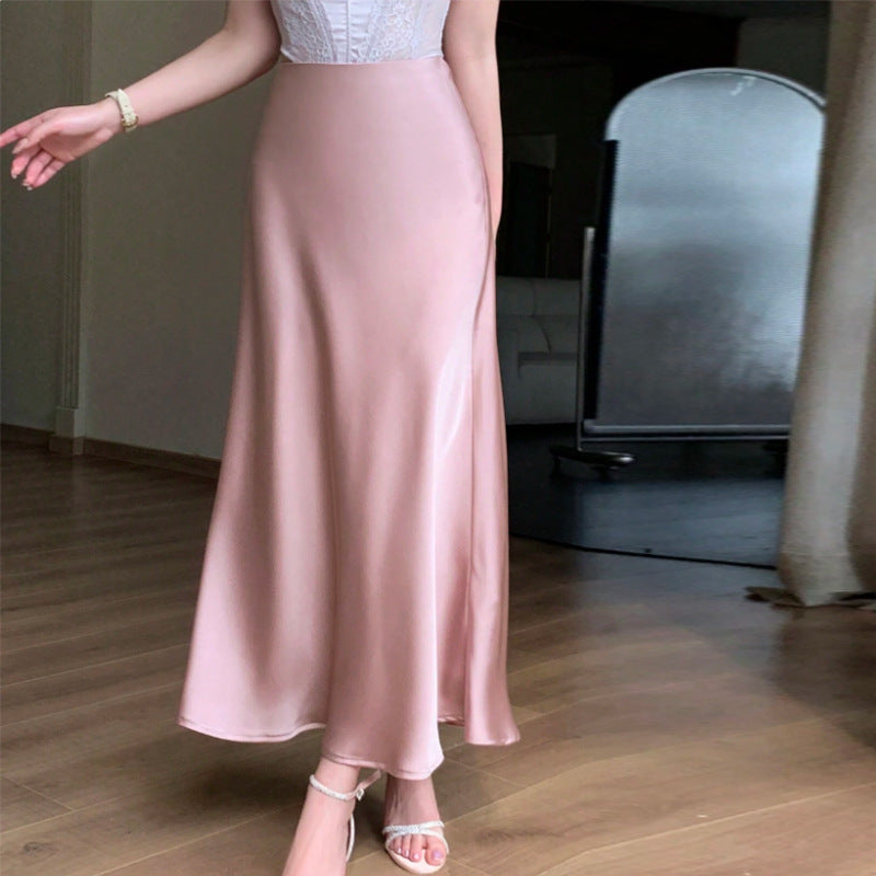 Autumn Winter Elegant Satin Fishtail Pencil Skirt