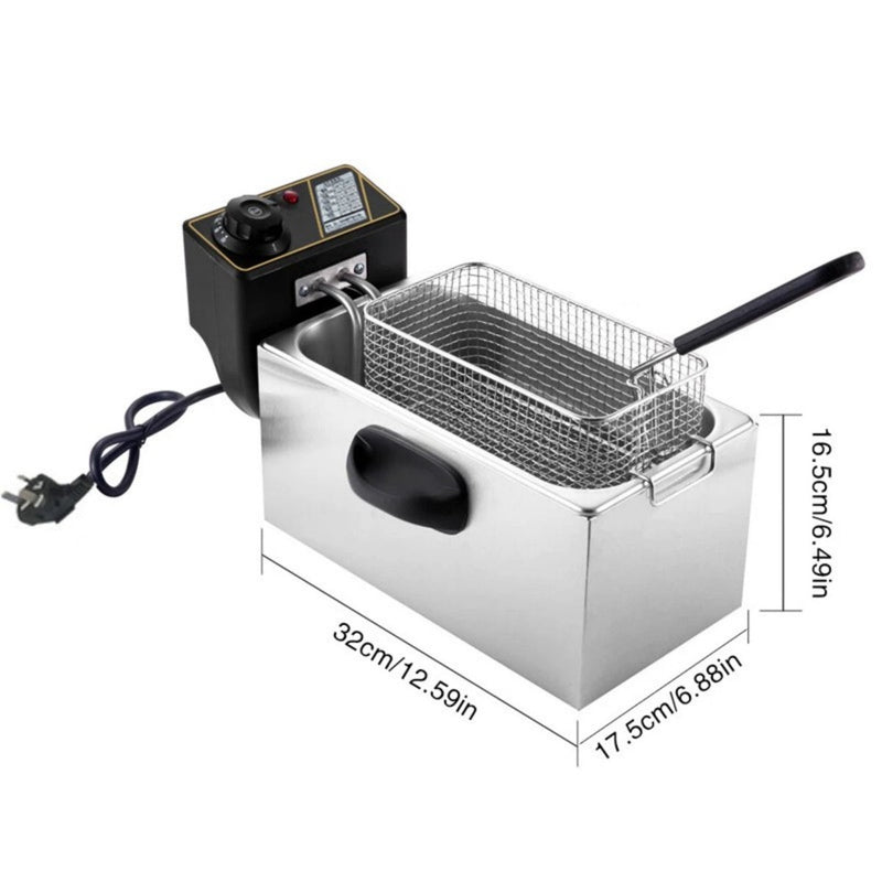 4L 2KW Commercial Electric Deep Fat Fryer Stainless Steel Countertop Chip Fryer