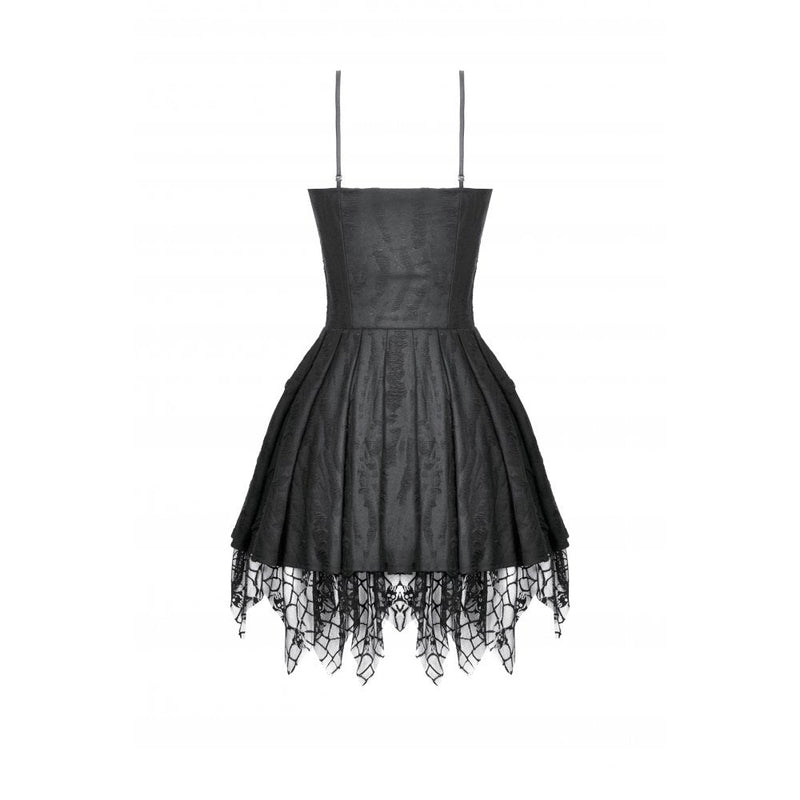 Dark in Love Mortalis Lace-Up Goth Dress in Black