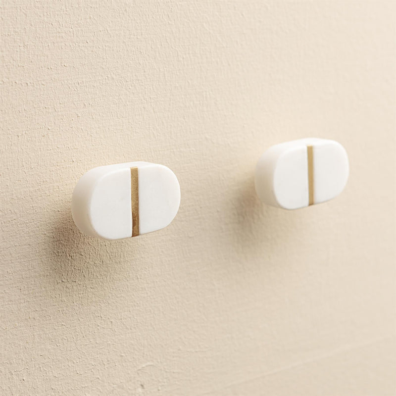 Roja White Stone Brass Drawer Knobs
