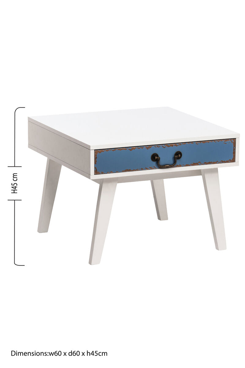White Square Side Table with Drawer | Alchemy