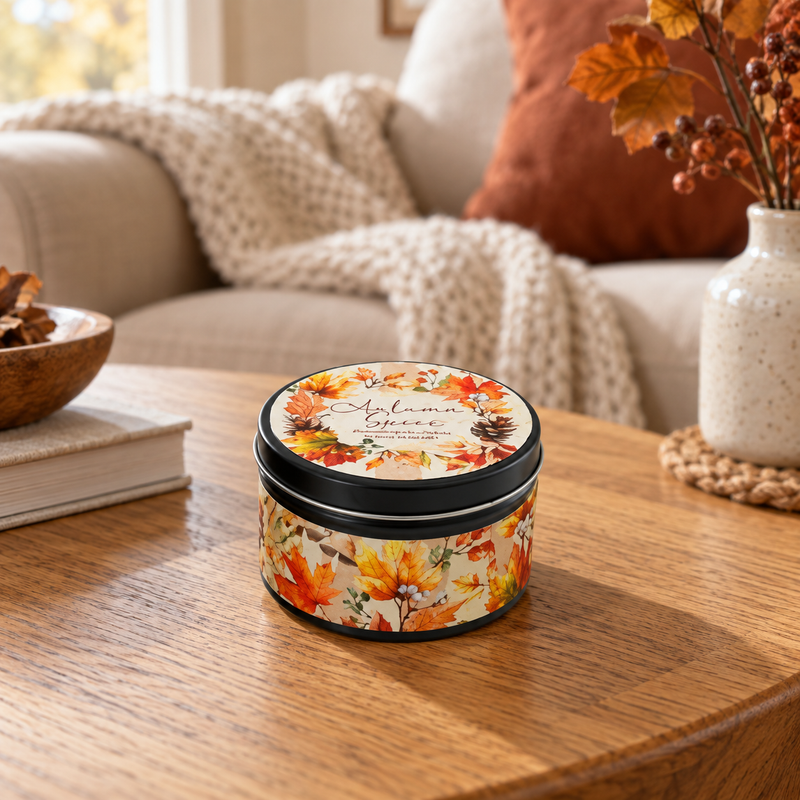 Autumn Spiced Scented Candle Tin with Lid