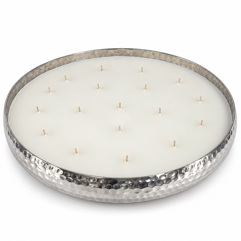 40cm Silver Hammered Scented Candle – Apple & Cinnamon