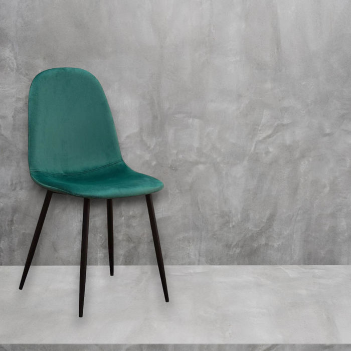 GREEN FABRIC CHAIR BLACK METAL LEGS